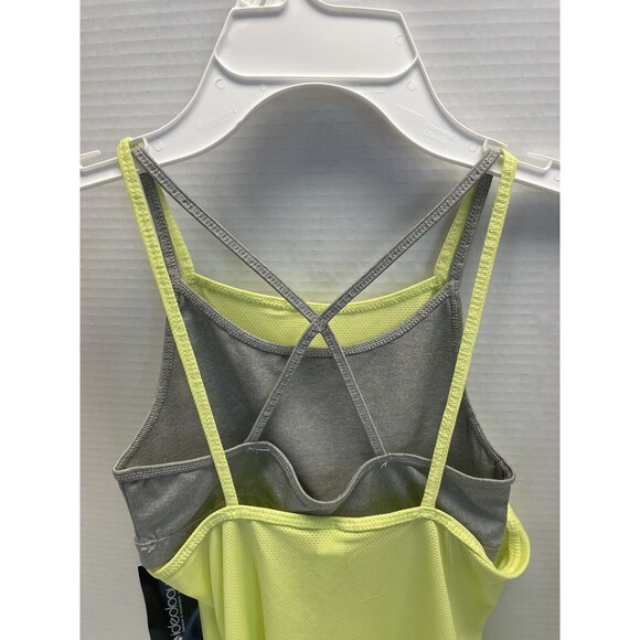 New Ideology Girls Layered Look Active Tank Yellow Over Gray Size M 10/12 - Picture 4 of 7